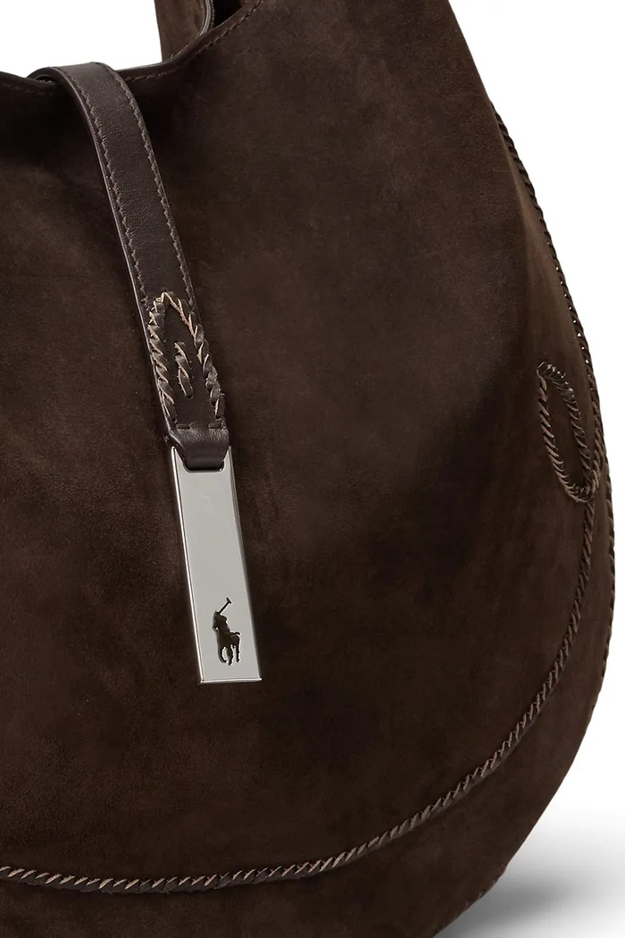 Torebka damska zamszowa Polo Ralph Lauren 428978026 brązowy