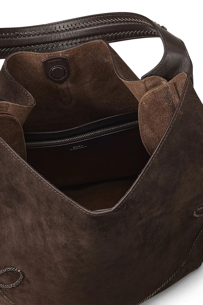 Torebka damska zamszowa Polo Ralph Lauren brązowy 428978026