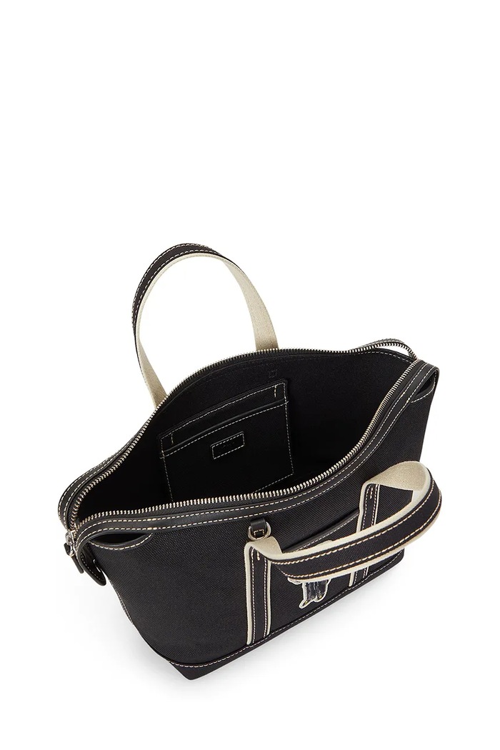 Torebka shopper damska z bawełną Polo Ralph Lauren czarny 428P18488