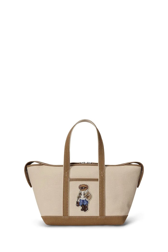 Polo Ralph Lauren Torebka shopper damska z bawełną beżowy 428P18486