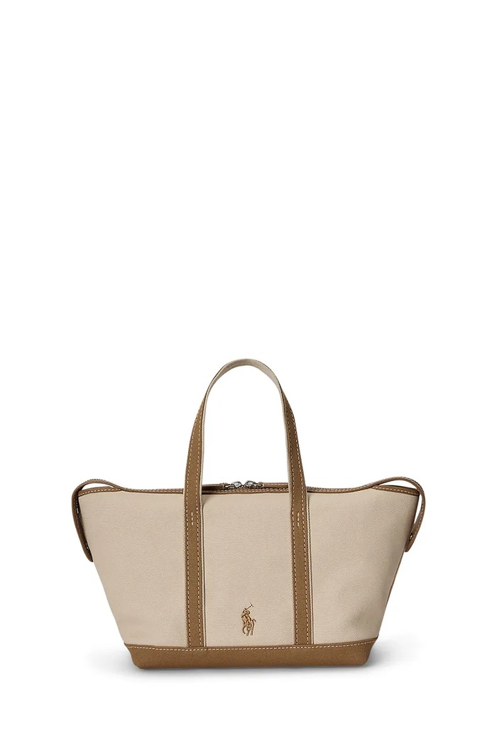 Polo Ralph Lauren Torebka shopper damska z bawełną 428P18486 beżowy AW26