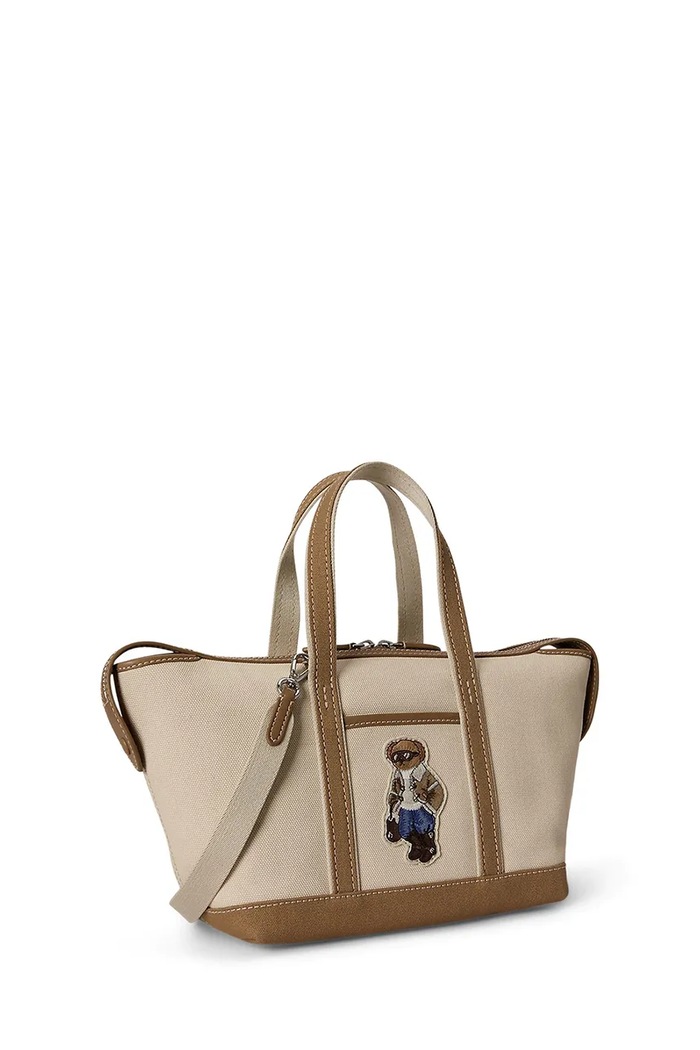 Akcesoria Polo Ralph Lauren Torebka shopper damska z bawełną 428P18486 beżowy