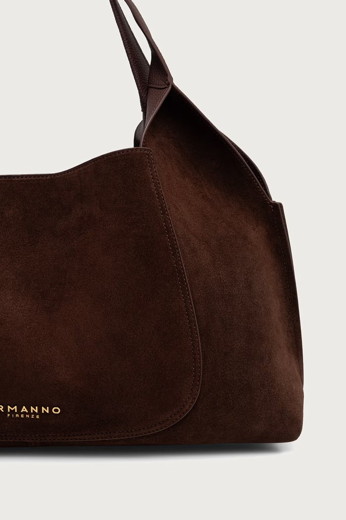 Akcesoria Ermanno Scervino LIFE Torebka shopper damska zamszowa 12402304 brązowy