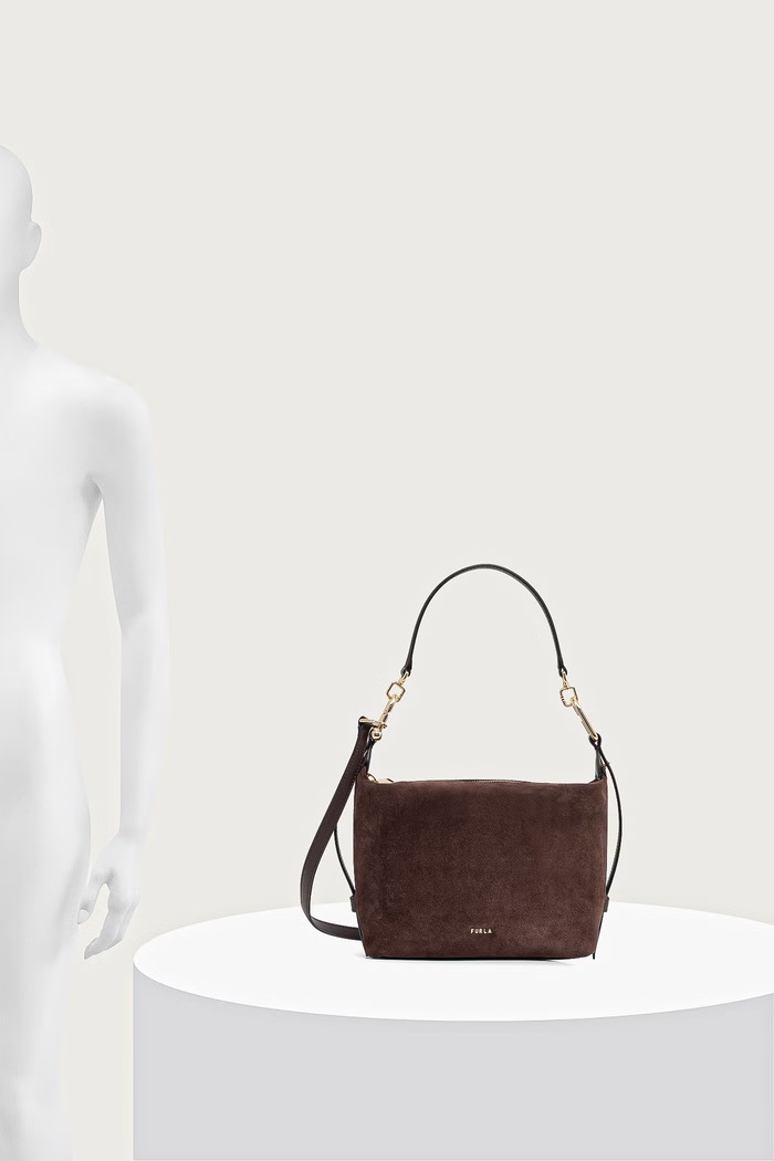Akcesoria Furla Torebka crossbody damska skórzana Tonie Mini Hobo WE00877.U10000.3244S brązowy