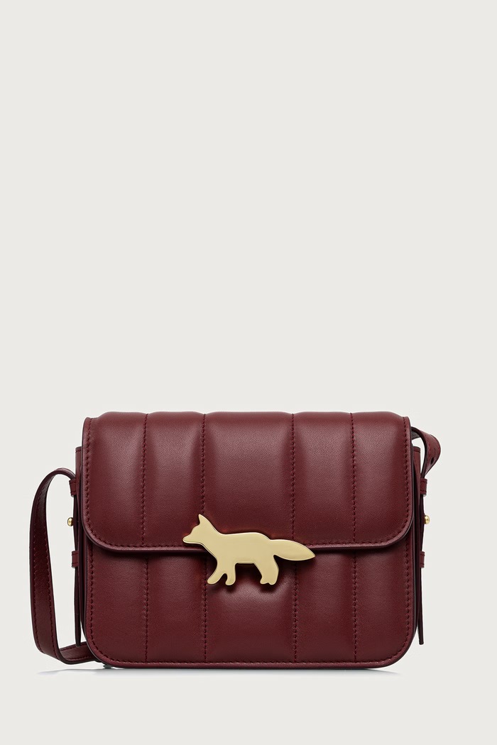 Maison Kitsuné Edie torebka crossbody damska skórzana bordowy QU05170LL0006