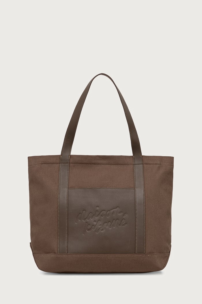 Maison Kitsuné Torebka shopper damska bawełniana zielony MRUBT19WB0026