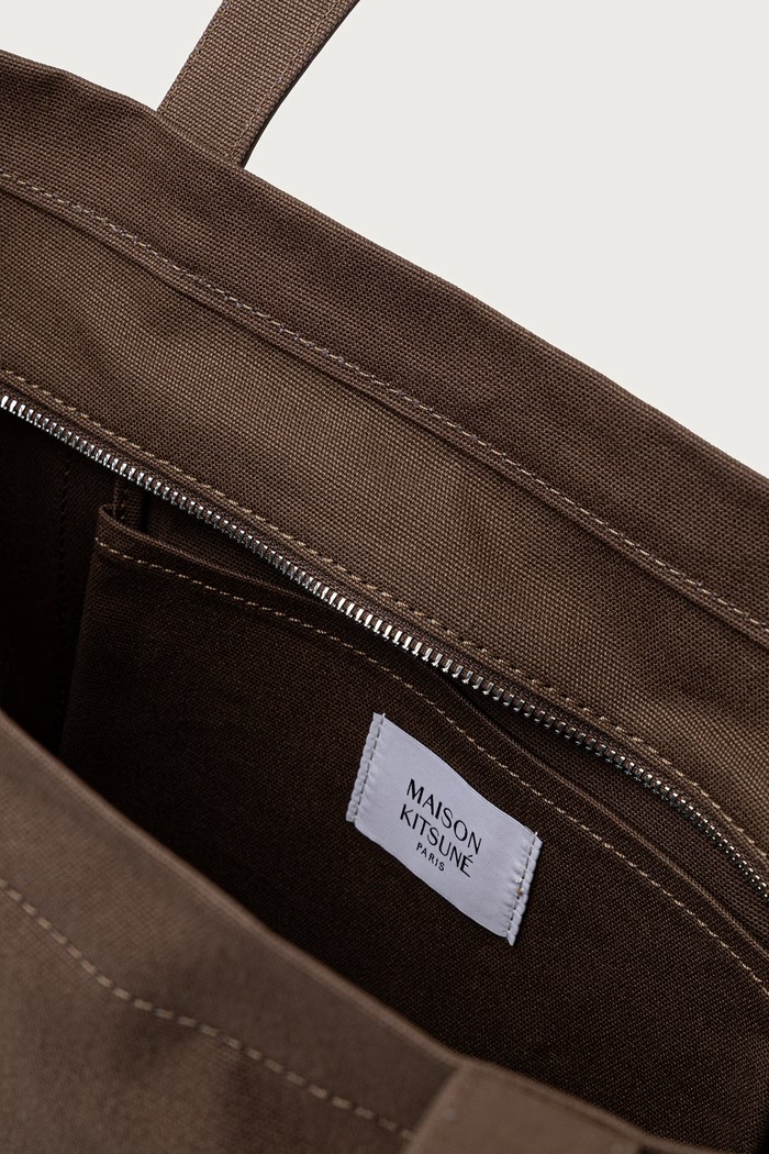 Torebka shopper damska bawełniana Maison Kitsuné zielony MRUBT19WB0026