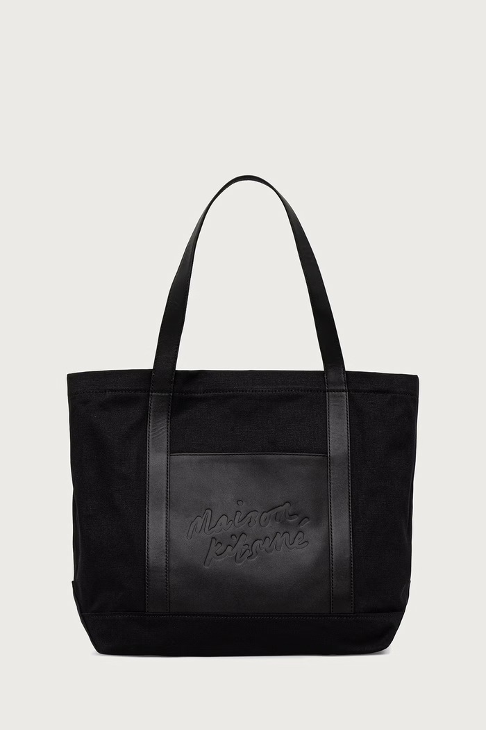 Maison Kitsuné Torebka shopper damska bawełniana czarny MRUBT19WB0026