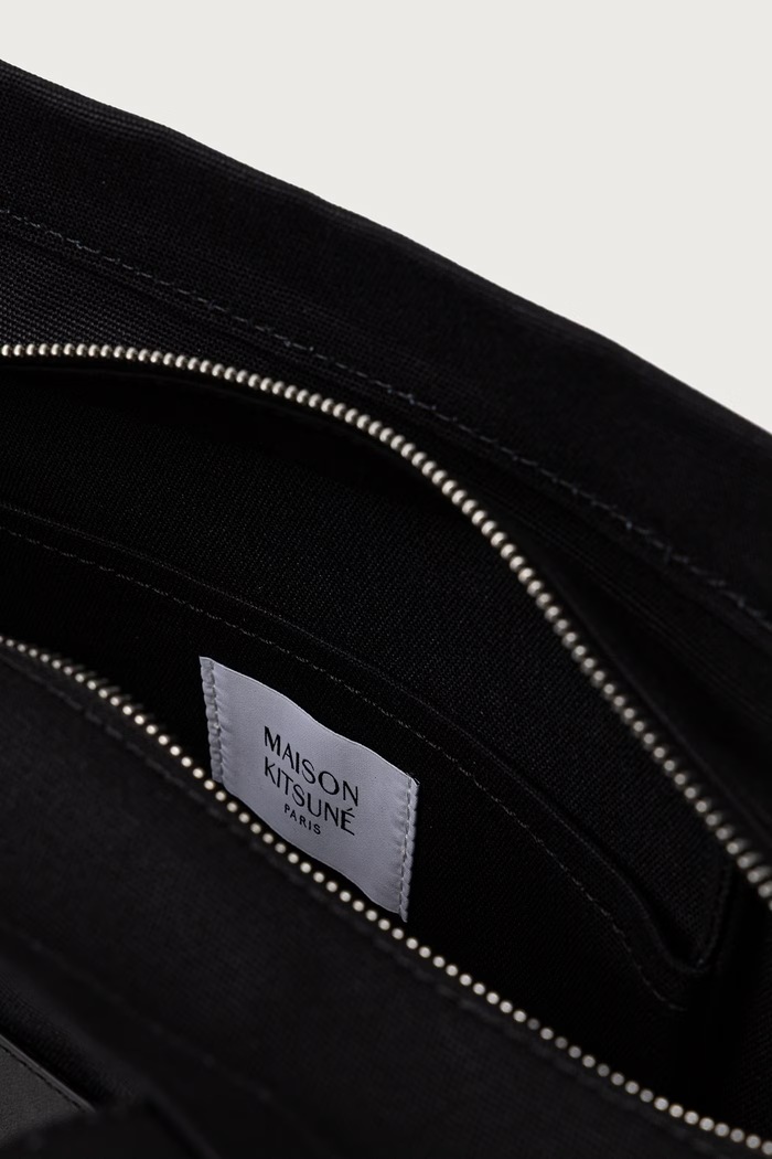 Torebka shopper damska bawełniana Maison Kitsuné czarny MRUBT19WB0026