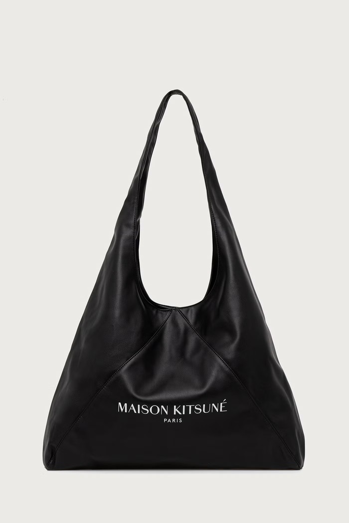 Maison Kitsuné Triangle torebka shopper damska z imitacji skóry czarny MRUBT08OF0075