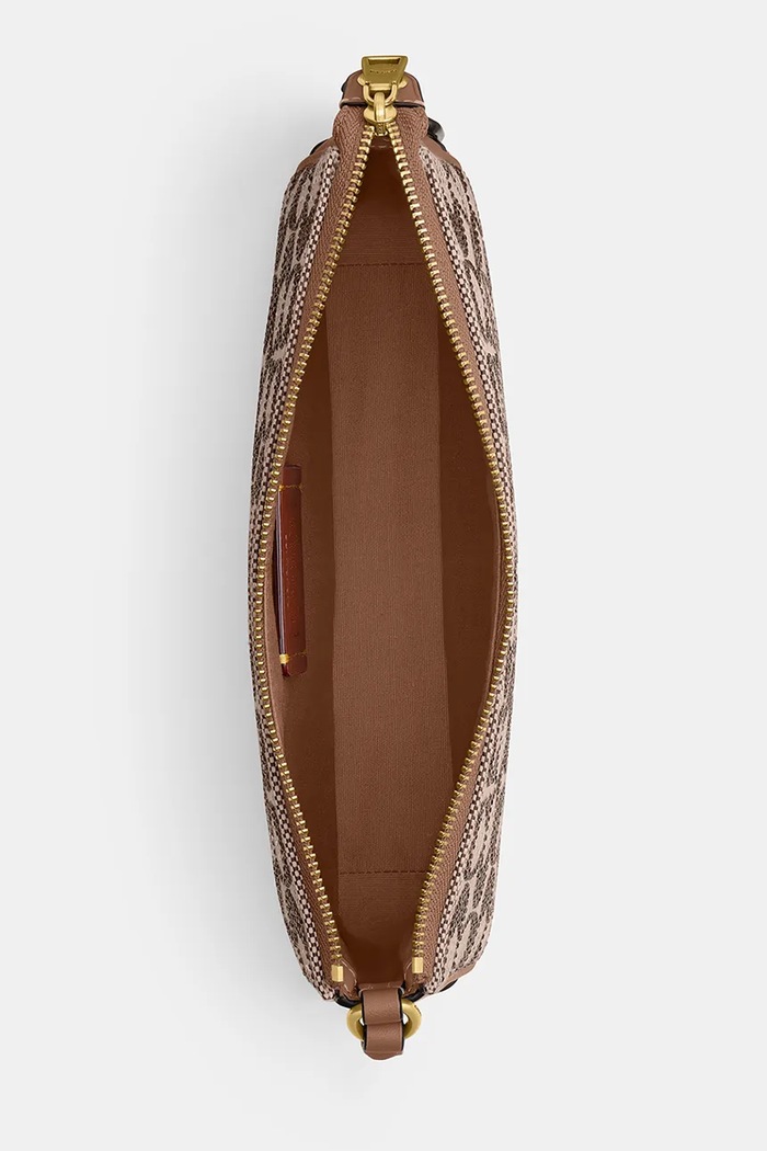 Torebka Crystal Signature Jacquard Plaza Coach beżowy CFG63