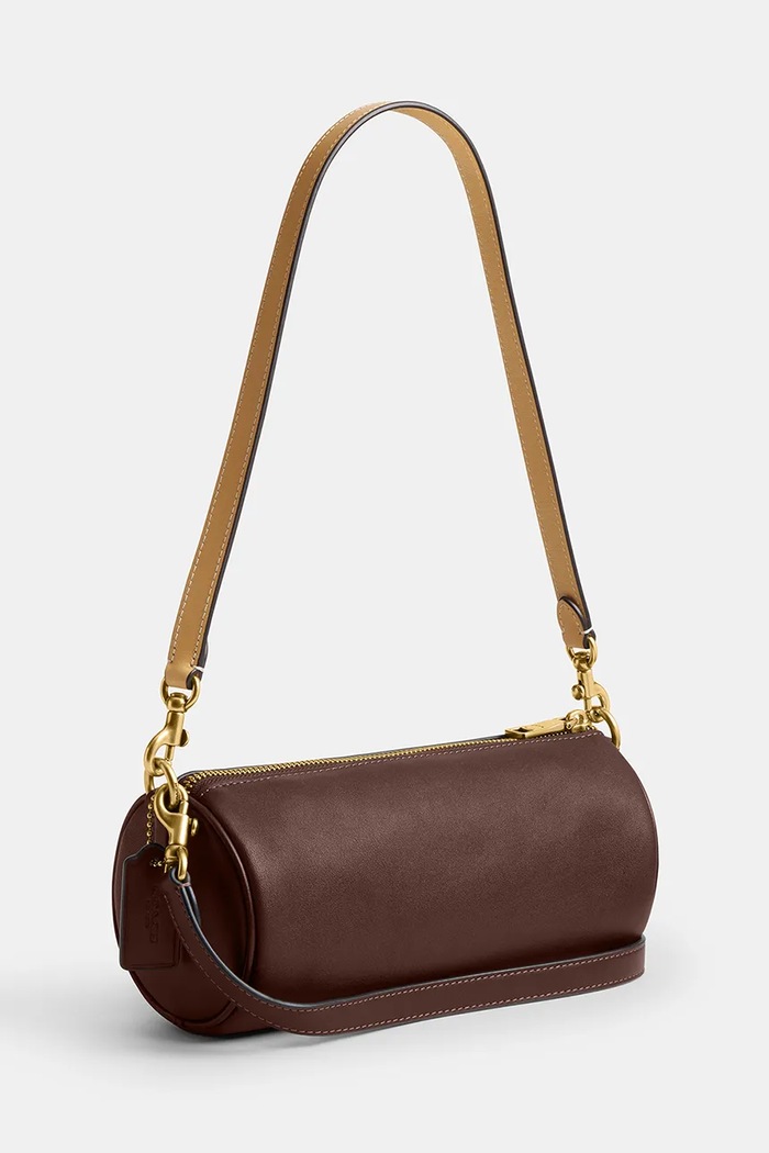 Akcesoria Coach Torebka crossbody damska skórzana Barrel CDY80 brązowy