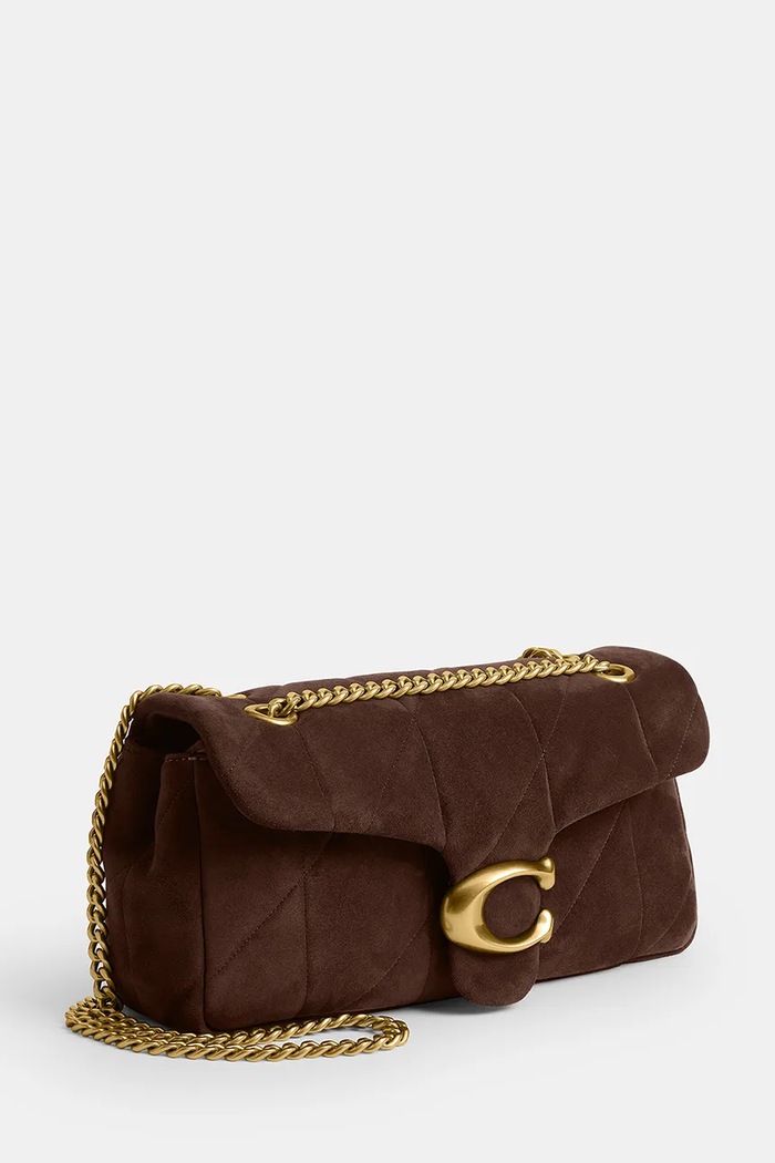 Akcesoria Coach Torebka crossbody damska zamszowa Tabby 26 CEN48 brązowy