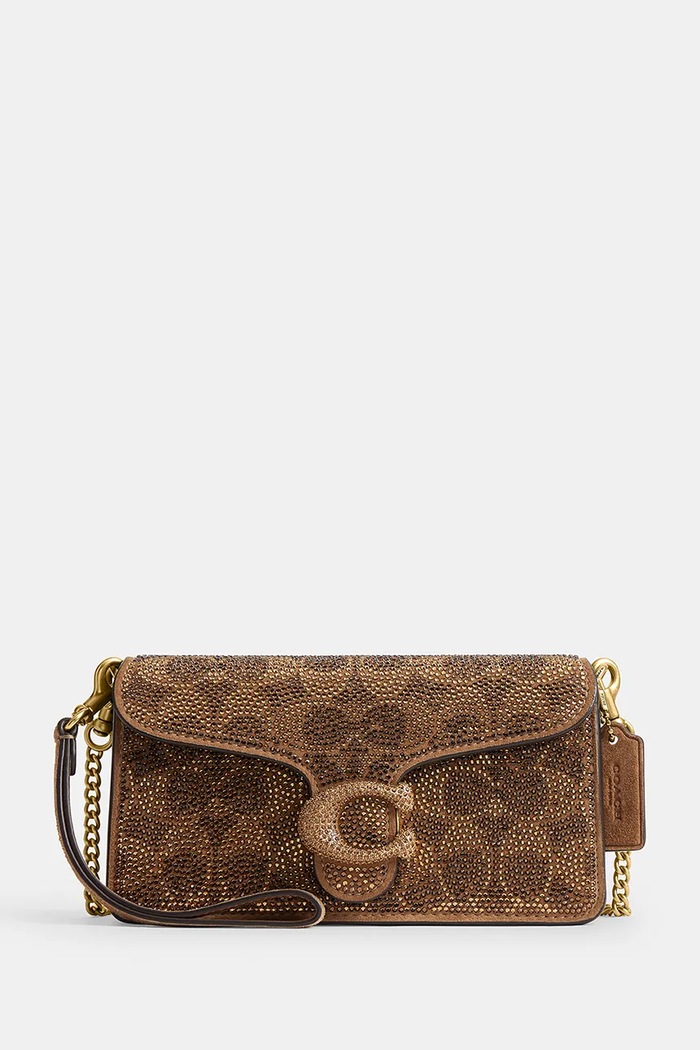 Coach Torebka crossbody damska skórzana Crystal Signature Tabby 19 brązowy CFT49
