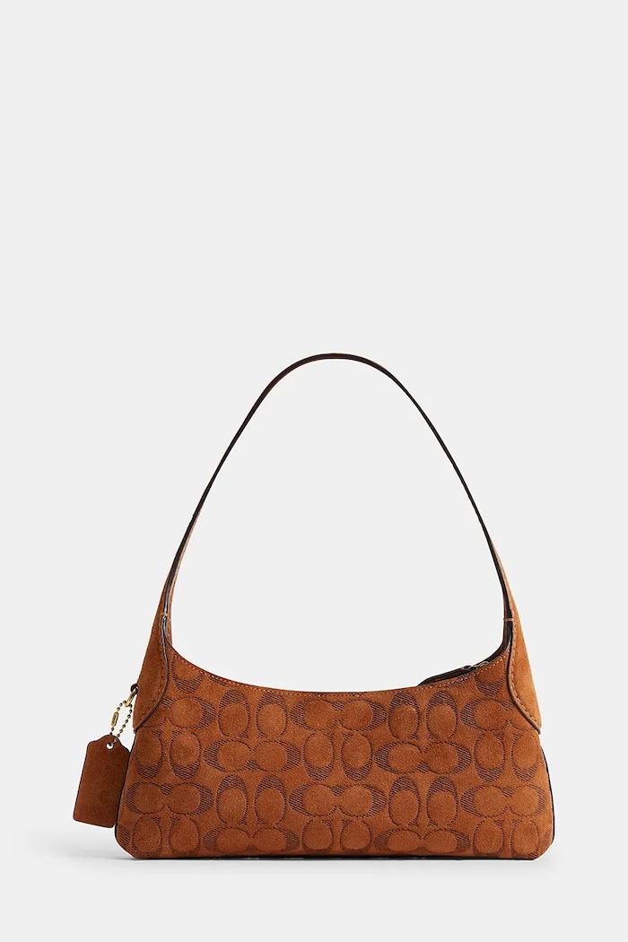 Coach Torebka hobo damska zamszowa Brooklyn Shoulder Bag 26 CFT23 brązowy AW26