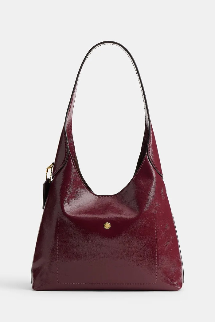 Coach Torebka hobo damska skórzana Glazed Leather Brooklyn 28 CFR13 bordowy AW26