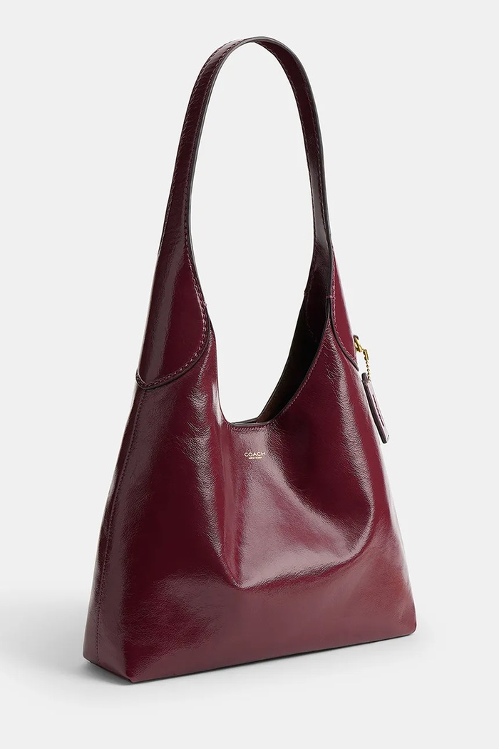 Akcesoria Coach Torebka hobo damska skórzana Glazed Leather Brooklyn 28 CFR13 bordowy