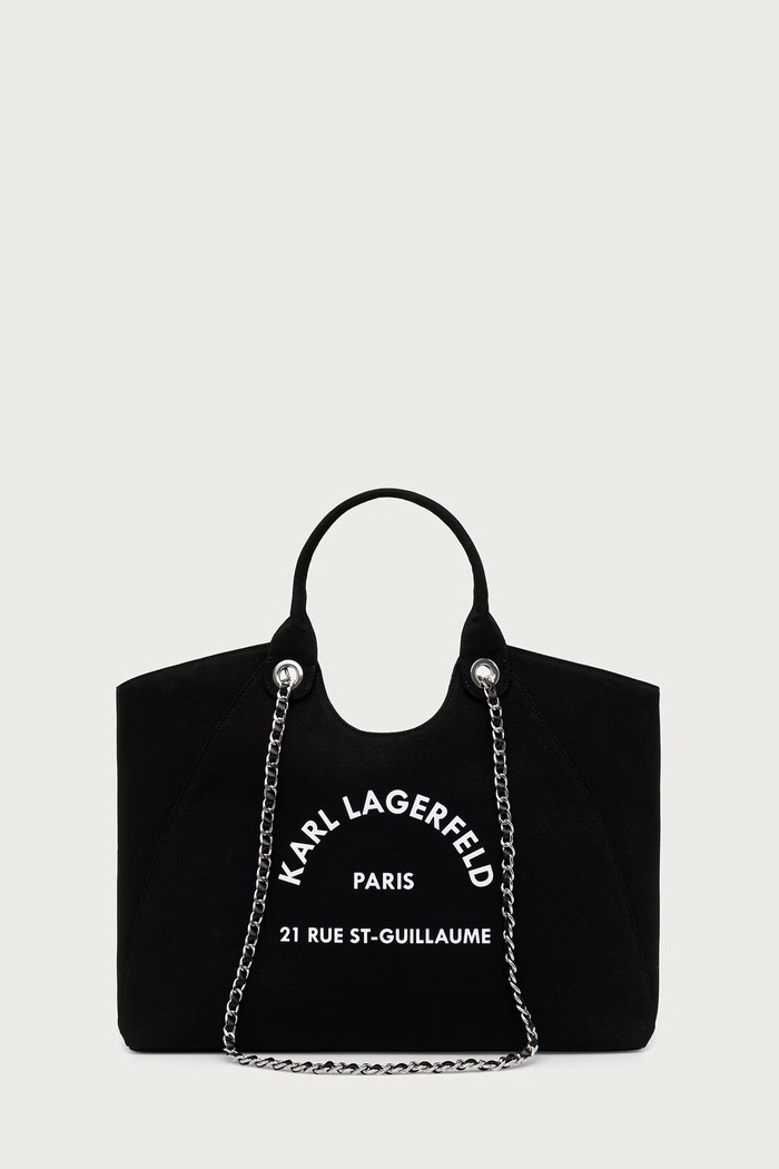 Karl Lagerfeld shopper γυναικεία βαμβακερή μαύρο B3W50068