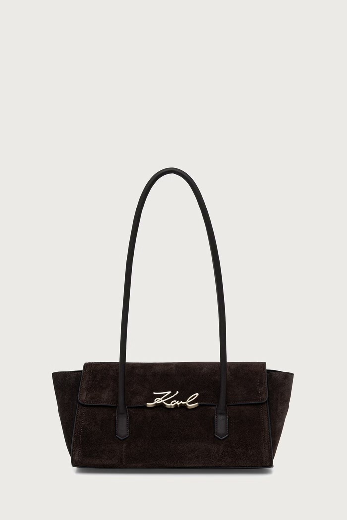 Karl Lagerfeld Baguette γυναικεία δερμάτινη σουέτ K/SIGNATURE καφέ B4W30014