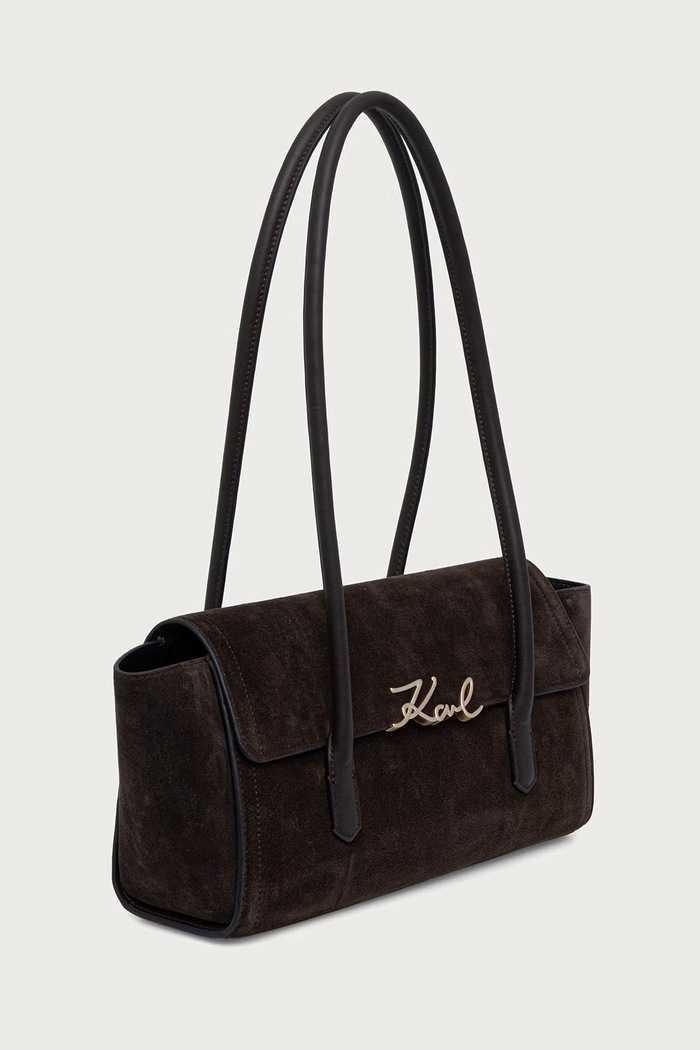 Karl Lagerfeld Baguette γυναικεία δερμάτινη σουέτ K/SIGNATURE B4W30014 καφέ AW26