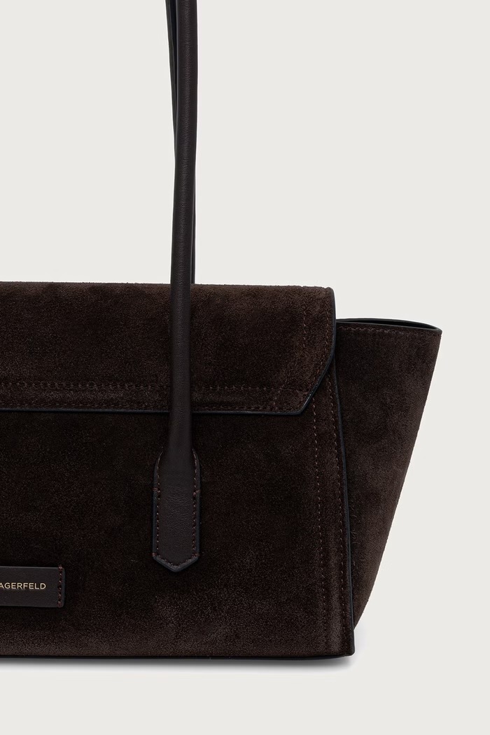 Αξεσουάρ Karl Lagerfeld Baguette γυναικεία δερμάτινη σουέτ K/SIGNATURE B4W30014 καφέ