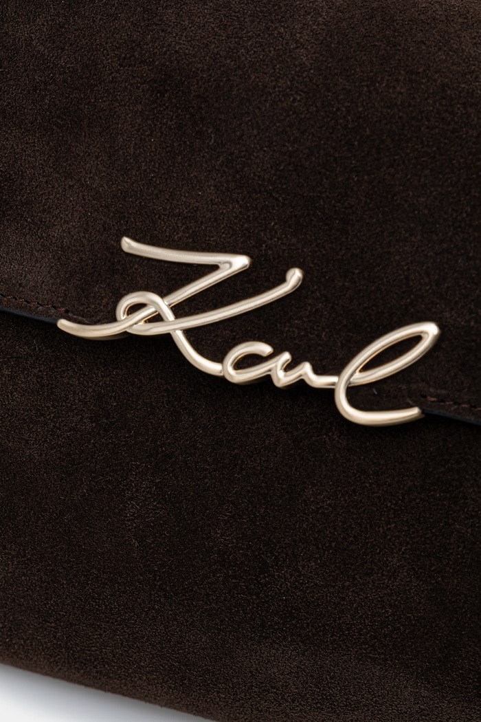 Baguette γυναικεία δερμάτινη σουέτ K/SIGNATURE Karl Lagerfeld B4W30014 καφέ