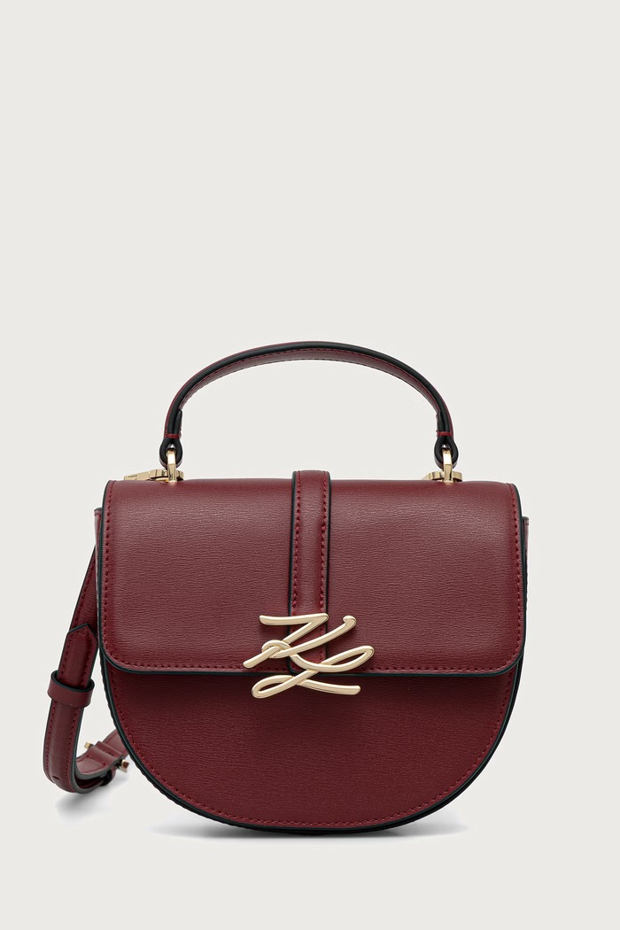 Karl Lagerfeld Torebka crossbody damska skórzana K/AUTOGRAPH bordowy B4W30039
