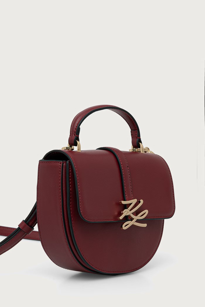 Karl Lagerfeld Torebka crossbody damska skórzana K/AUTOGRAPH B4W30039 bordowy AW26