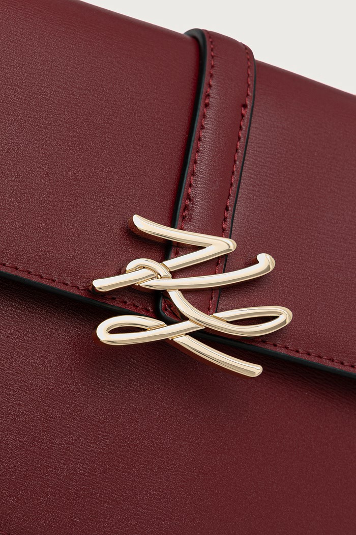 Torebka crossbody damska skórzana K/AUTOGRAPH Karl Lagerfeld B4W30039 bordowy