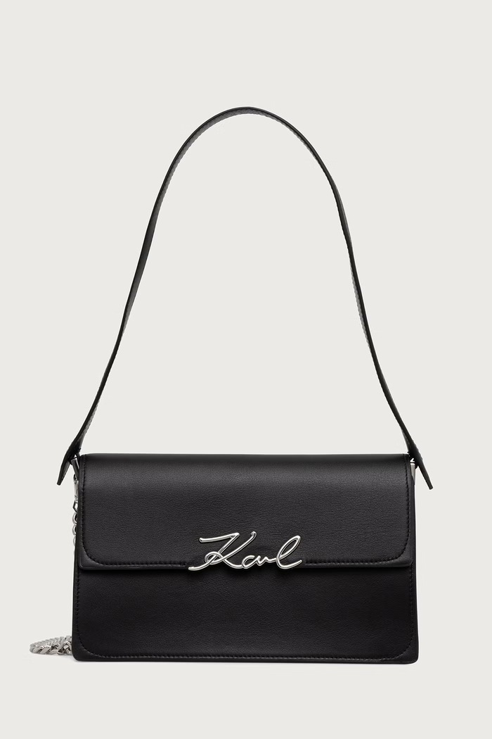 Karl Lagerfeld Crossbody torba za žene od kože K/SIGNATURE crna B4W30064
