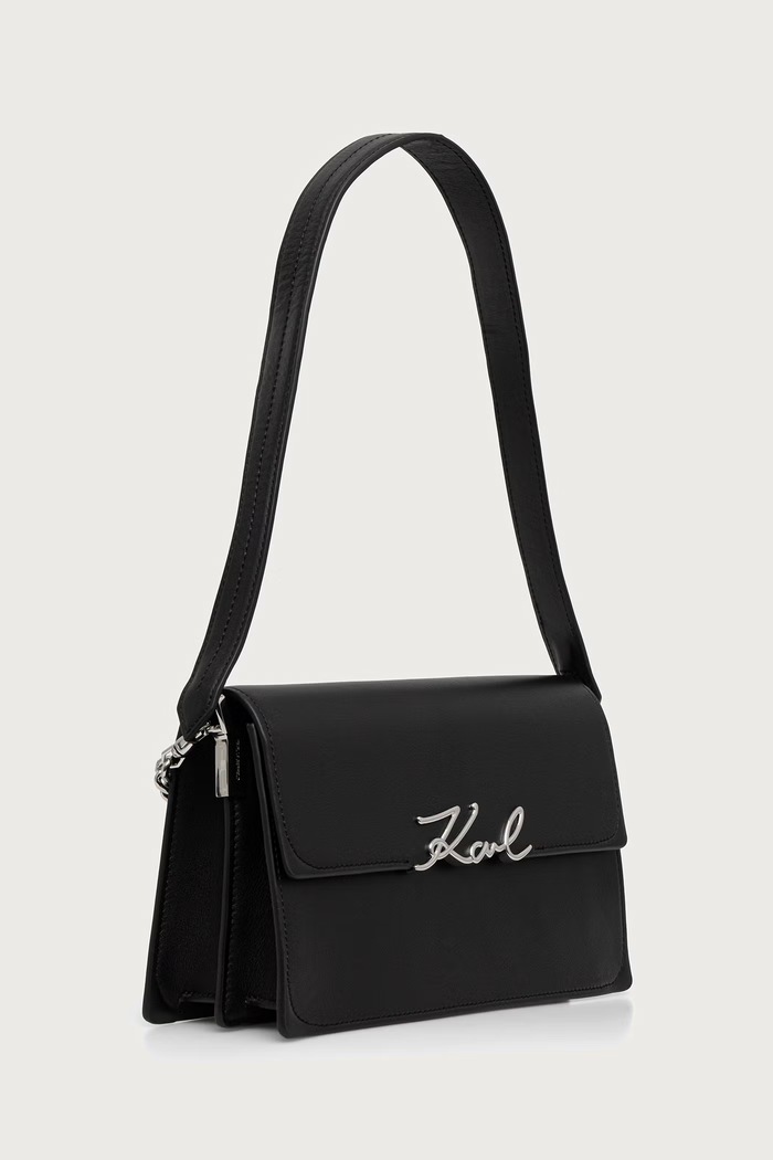 Karl Lagerfeld Crossbody torba za žene od kože K/SIGNATURE B4W30064 crna AW26