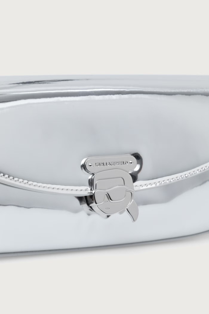 Baguette γυναικεία δερμάτινη Karl Lagerfeld B4W30115 ασημί