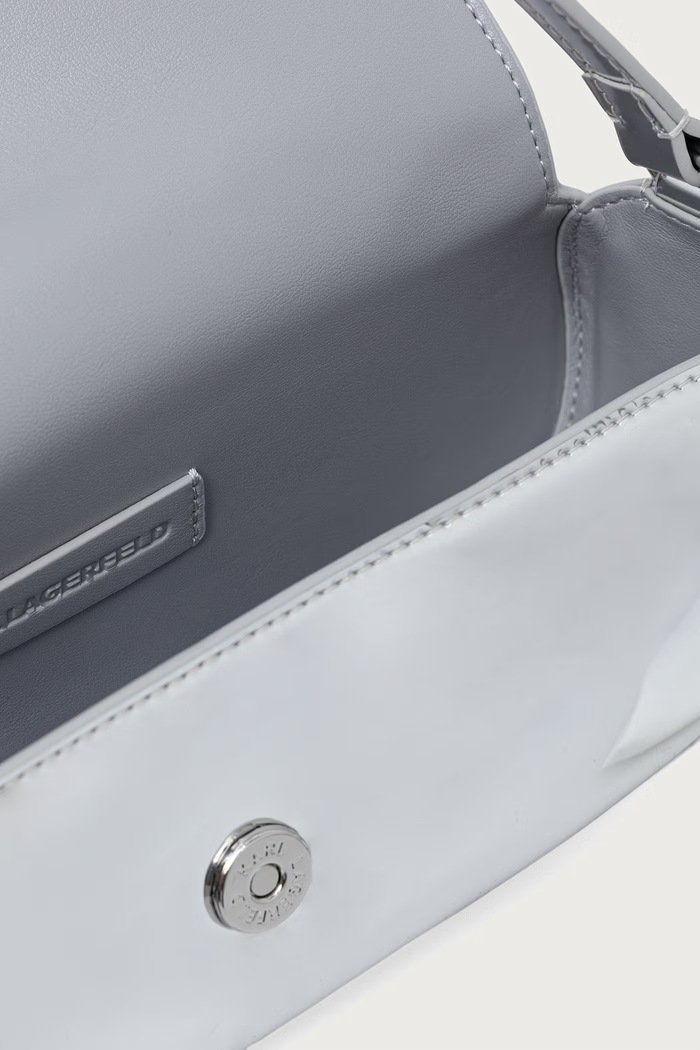 Baguette γυναικεία δερμάτινη Karl Lagerfeld ασημί B4W30115