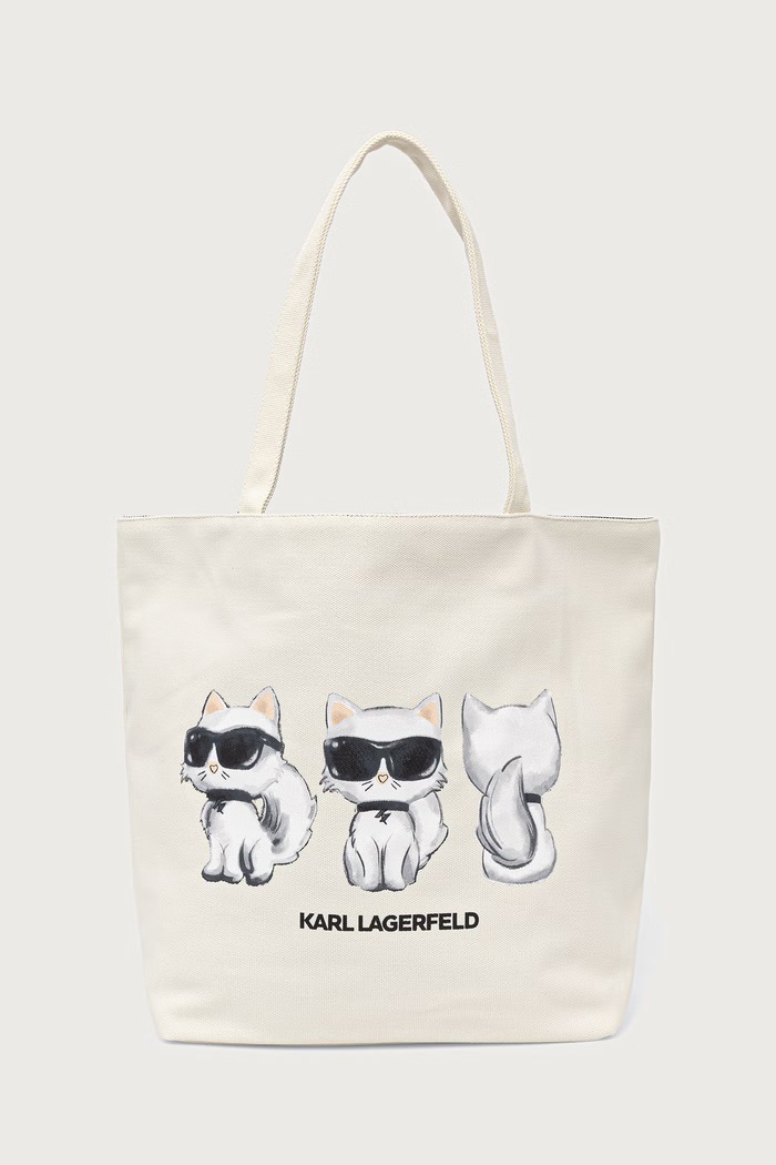 Karl Lagerfeld Torebka tote damska bawełniana beżowy B4W50030