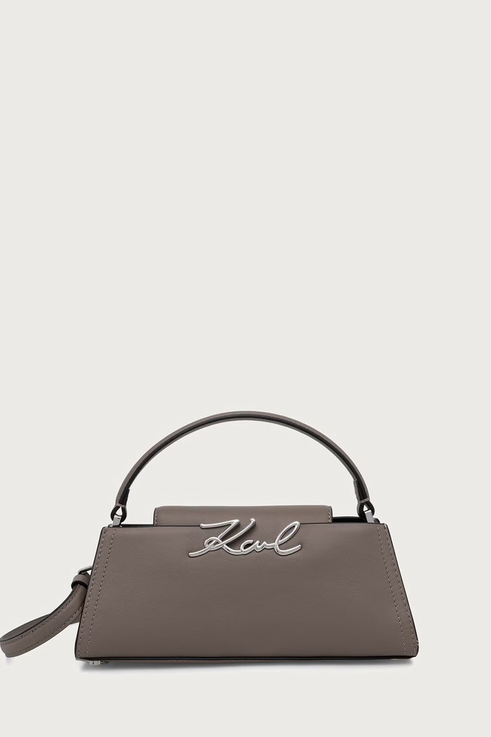 Karl Lagerfeld Crossbody torbica ženska usnjena K/SIGNATURE siva B4W30207