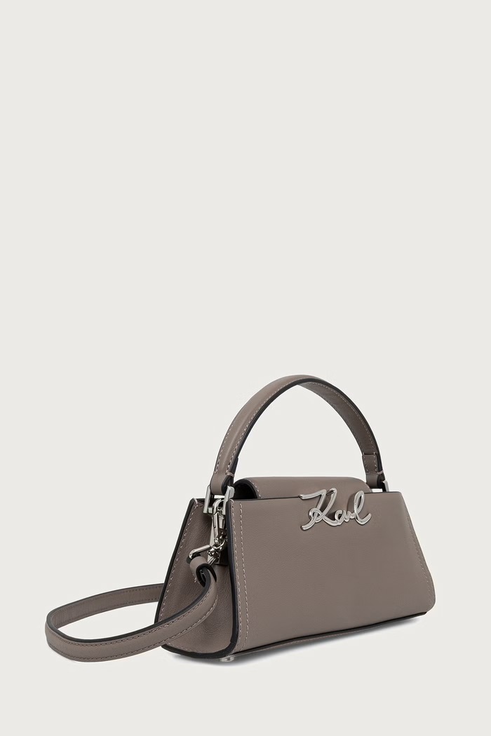 Karl Lagerfeld Crossbody torbica ženska usnjena K/SIGNATURE B4W30207 siva AW26