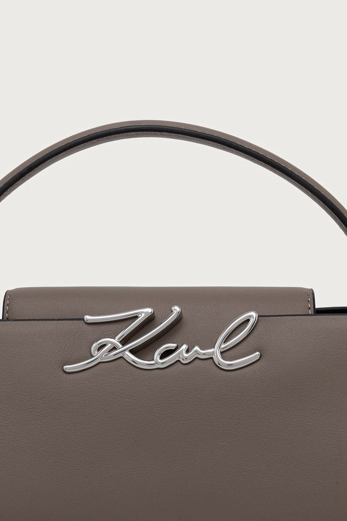 Crossbody torbica ženska usnjena K/SIGNATURE Karl Lagerfeld B4W30207 siva
