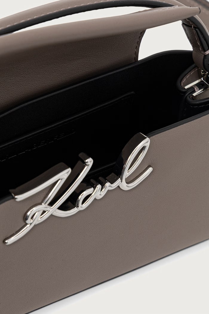 Crossbody torbica ženska usnjena K/SIGNATURE Karl Lagerfeld siva B4W30207