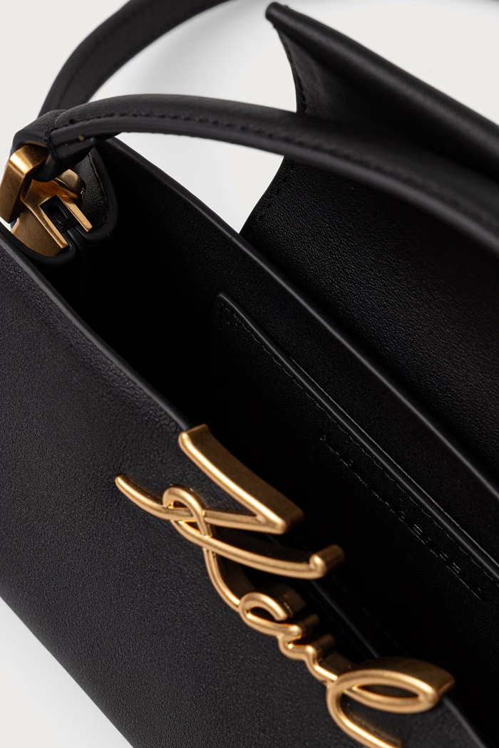 Crossbody torbica ženska usnjena K/SIGNATURE Karl Lagerfeld črna B4W30207