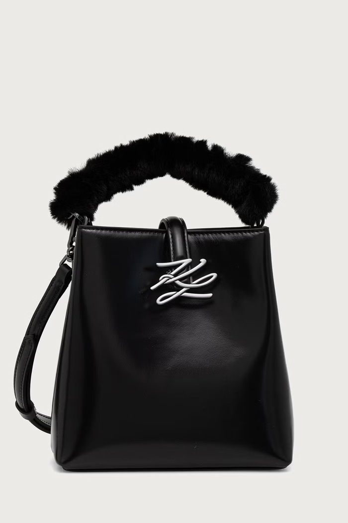 Karl Lagerfeld Crossbody torba za žene od kože K/AUTOGRAPH crna B4W30296