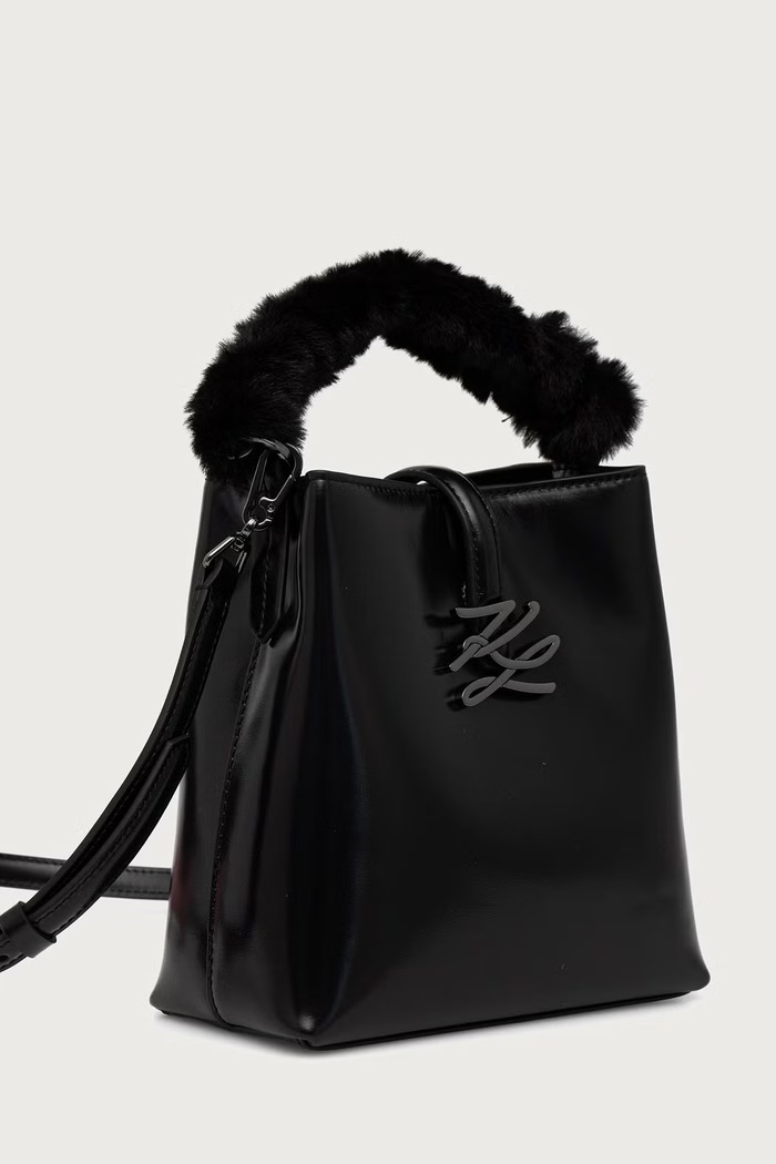 Karl Lagerfeld Crossbody torba za žene od kože K/AUTOGRAPH B4W30296 crna AW26