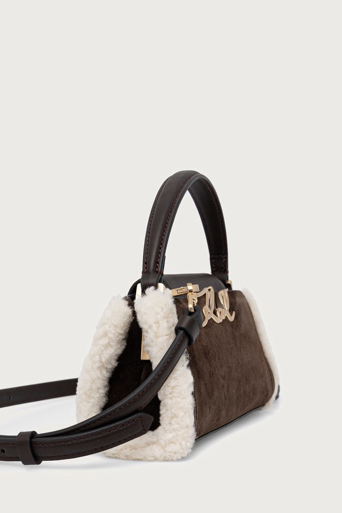 Karl Lagerfeld Borsa a tracollo da donna in camoscio K/SIGNATURE B4W30313 marrone AW26