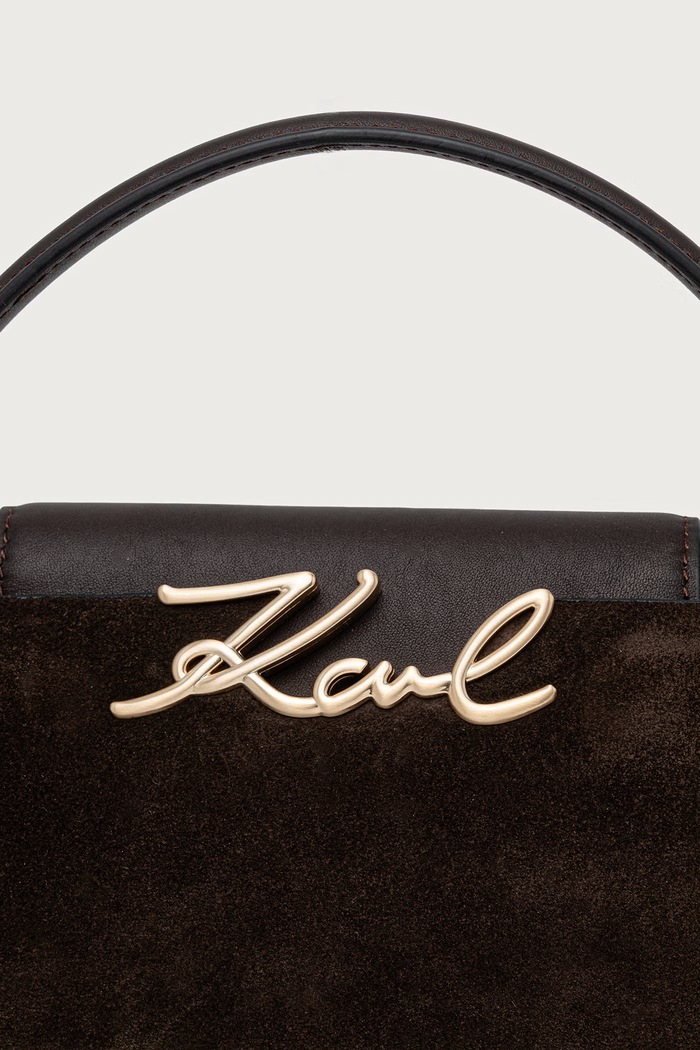 Borsa a tracollo da donna in camoscio K/SIGNATURE Karl Lagerfeld B4W30313 marrone
