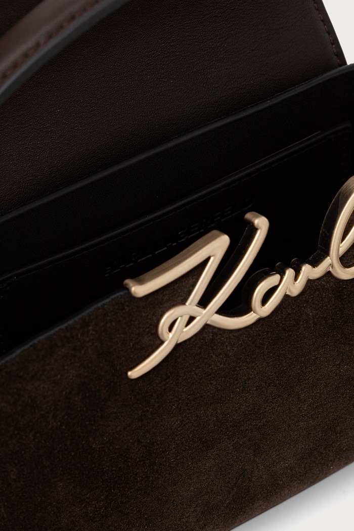 Borsa a tracollo da donna in camoscio K/SIGNATURE Karl Lagerfeld marrone B4W30313