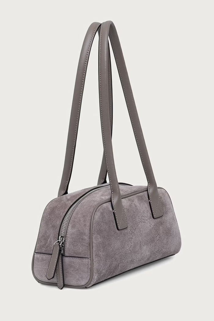 Karl Lagerfeld Torba za žene od brušene kože K/DAILY B4W30326 siva AW26