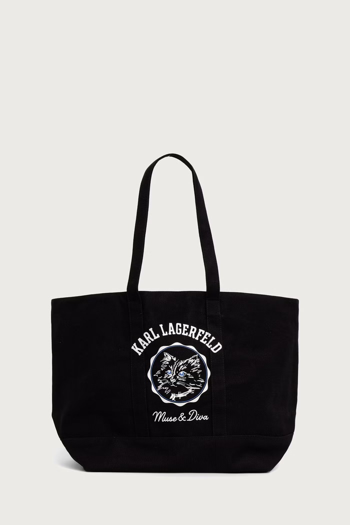 Karl Lagerfeld kabelka dámska bavlnená čierna B4W50060