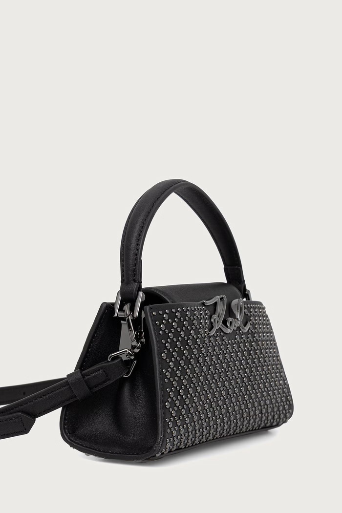 Karl Lagerfeld Crossbody torbica ženska usnjena K/SIGNATURE B4W30338 črna AW26
