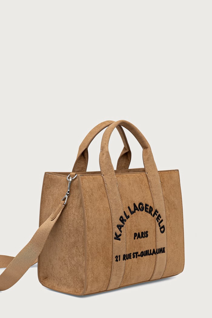 Karl Lagerfeld Torebka shopper damska z imitacji zamszu K/RSG B4W30373 brązowy AW26