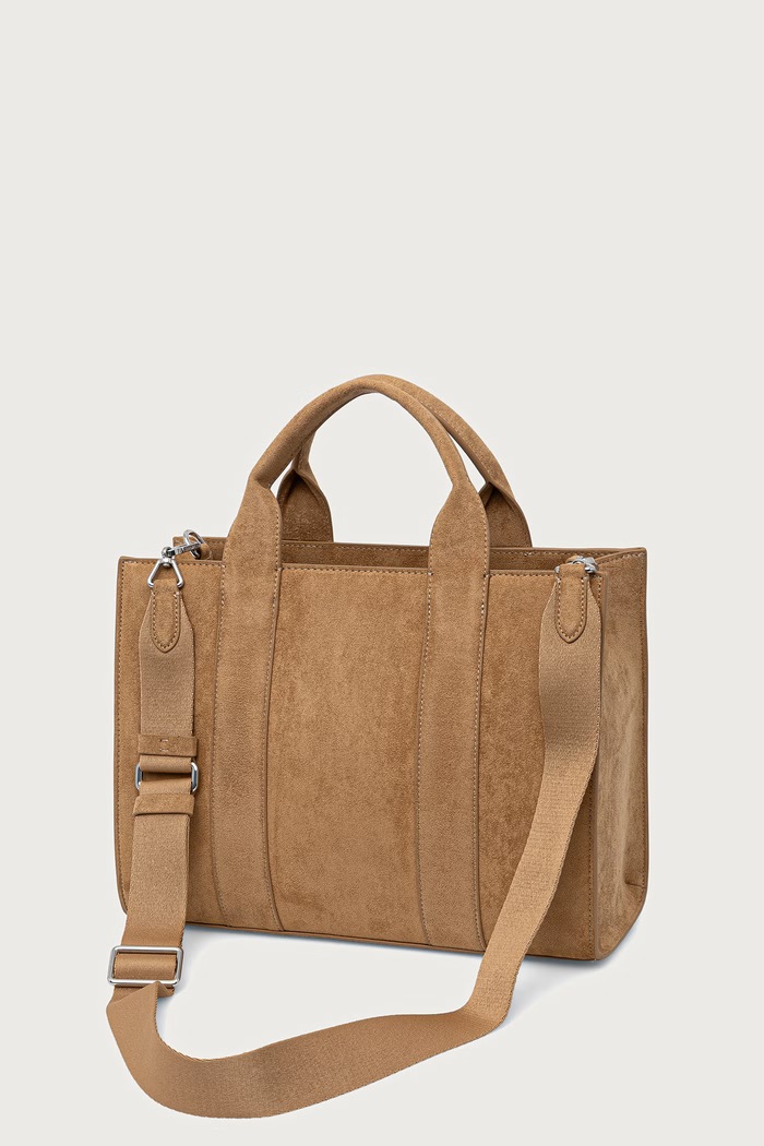 Akcesoria Karl Lagerfeld Torebka shopper damska z imitacji zamszu K/RSG B4W30373 brązowy
