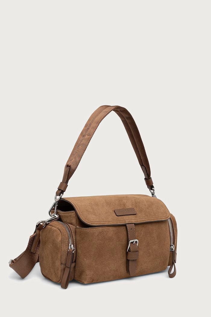Marc O'Polo Torebka crossbody damska zamszowa 5000013569 brązowy AW26